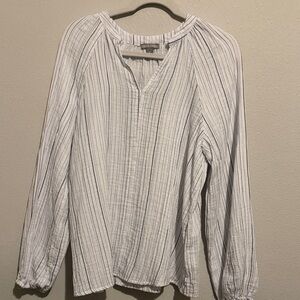 Falls Creek Light Gray Striped Blouse